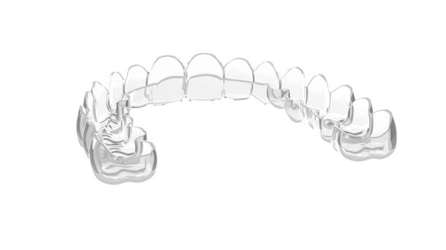 Invisalign removable and invisible retainer over white background