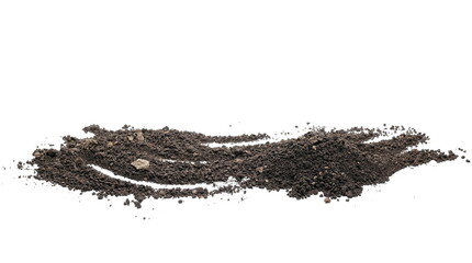 Dirt pile with rocks isolated on white background