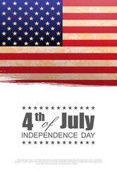 Solemn greeting card with textured USA flag, independence day, design component