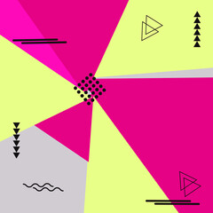 Bright vector pink and yellow geometric background