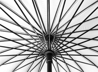 Close-up view of an umbrella ribs