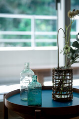 おしゃれなガラス瓶と植物　インテリア