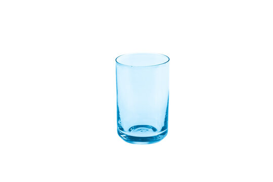 glass transparent blue goblet on a white isolated background