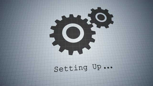 Setting up text with rotating cog wheels settings hud