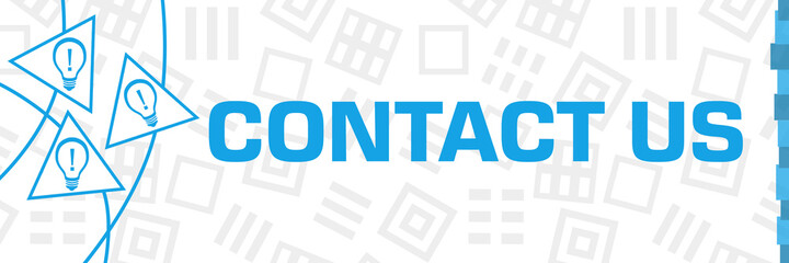 Fototapeta premium Contact Us Bulbs Blue Curves Triangles Horizontal 