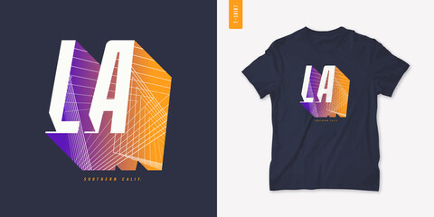 Fototapeta premium Los Angeles letter t-shirt design, poster, typography. Vector illustration
