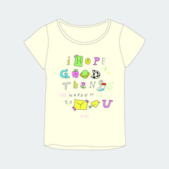 Girl t shirt design, Vector illustration design for fashion fabrics, textile graphics, prints. 