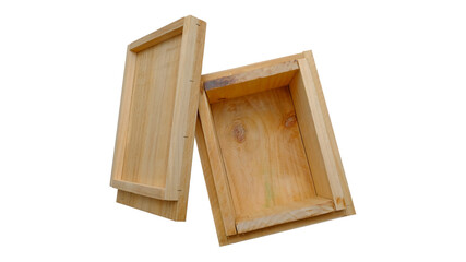 wood wine box isolated on white background with clipping path