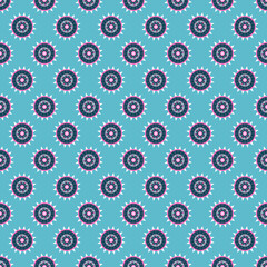 traditional mandala print with blue background seamless repeat pattern