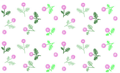 Fototapeta premium Seamless Pattern with Pink Mimosa Flowers. Beautiful yet Simple Design.