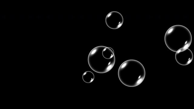 Flying soap bubbles. Realistic soap bubble, glare. Powder, soap, detergent. 4K video.