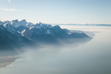 Fototapeta na wymiar Aussicht über Genfersee, Rochers de Naye, Switzerland