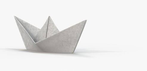 Paper boat on soft surface 3d.