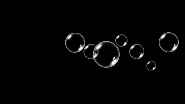 Flying soap bubbles. Realistic soap bubble, glare. Powder, soap, detergent. 4K video.