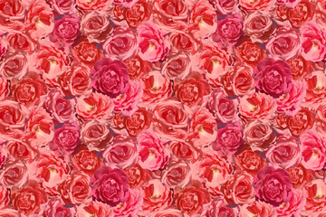 Seamless background of pink roses.