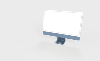 Computer display mock up with blank white screen. Stylish desktop computer mockup. new