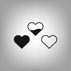 Game heart icon for the interface of applications, games.