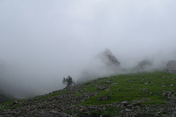 The Scenic view of the Himalayan Mountains and Valleys, from Manali in Himachal Pradesh, and further to Rohtang Pass.