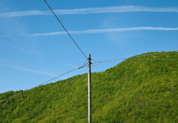 Power lines in the mountains