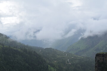 The Scenic view of the Himalayan Mountains and Valleys, from Manali in Himachal Pradesh, and further to Rohtang Pass.