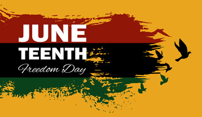 Juneteenth Emancipation Day, Fist raise up breaking chain.