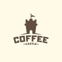 Coffee castle. Creative logo. Isolated on white