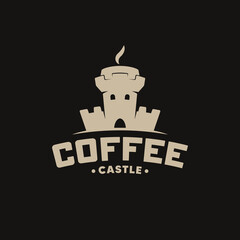 Naklejka premium Coffee castle. Creative logo. Isolated on white