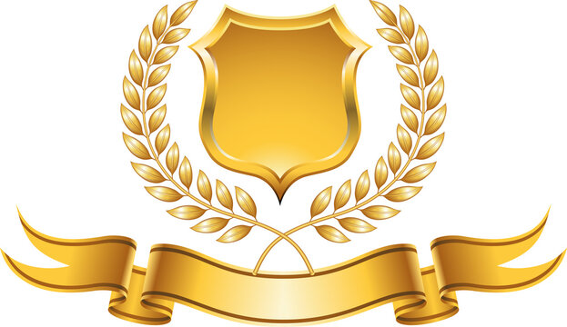 Erster Platz mit Gold, Banderole und Platz f&uuml;r Text