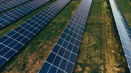 Solar panels in aerial view