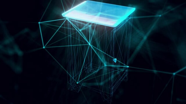 Small furniture hologram Close up. High quality 4k footage