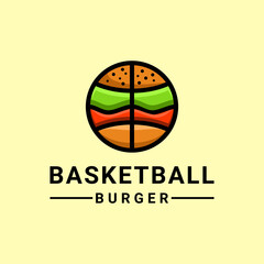 Simple Mascot Vector Logo Design of Combination Basketball and Burger