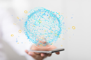 Global digital connections with technology.