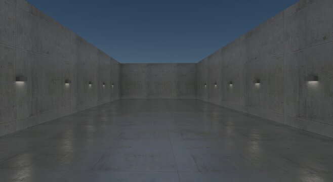 nice Diffuse reflection concrete simple wall lighting urdan style 3d place image -night version