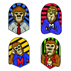 Monkey logo design vector illustration bundle