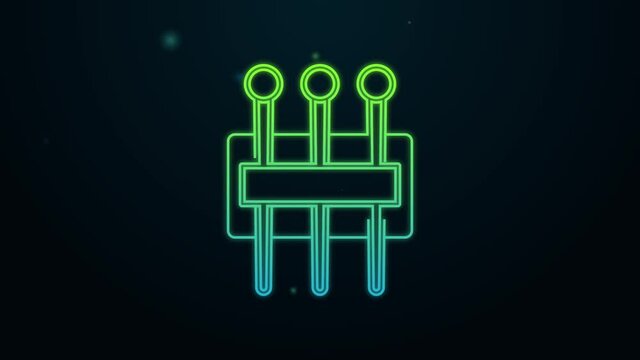 Glowing neon line Needle for sewing icon isolated on black background. Tailor symbol. Textile sew up craft sign. Embroidery tool. 4K Video motion graphic animation