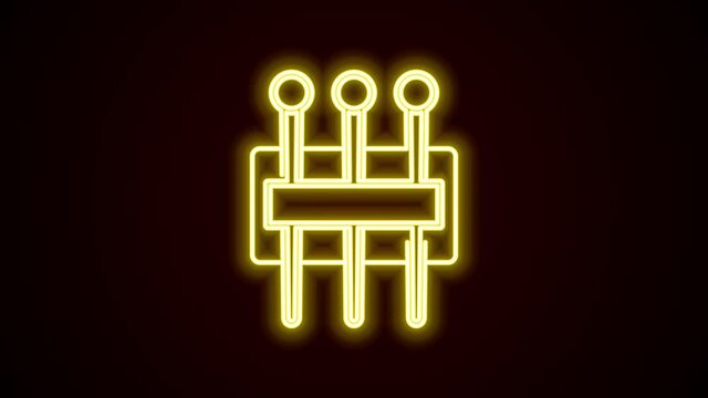 Glowing neon line Needle for sewing icon isolated on black background. Tailor symbol. Textile sew up craft sign. Embroidery tool. 4K Video motion graphic animation