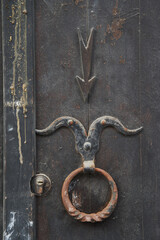 Door with old decorative handle