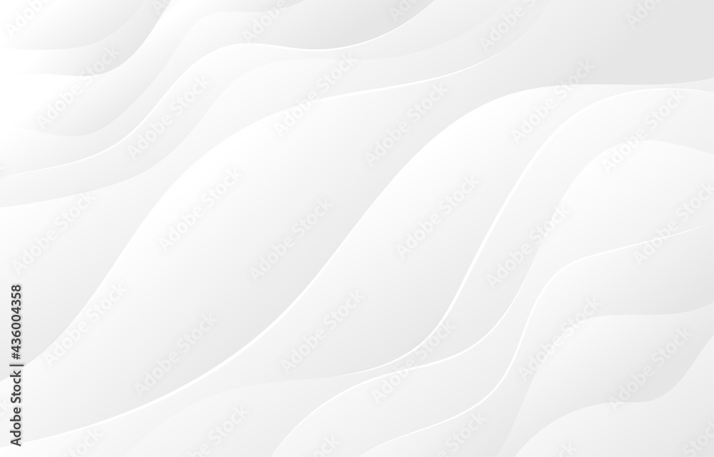 Wall mural white and light gray wave flowing modern soft luxury texture with smooth and clean vector subtle abs