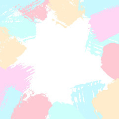 abstract different  brush strokes shapes in soft pastel colors border frame  texture  background