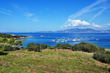 Fototapeta premium Corsica-view of the harbor in Portigliolo