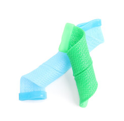 Hair curlers isolated on white, top view. Styling tool