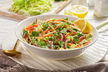 juicy low calorie coleslaw salad, top view