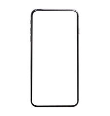 Blank screen Smartphone or Phone from top view mockup isolated on white background including clipping path.