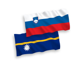 Flags of Slovenia and Republic of Nauru on a white background