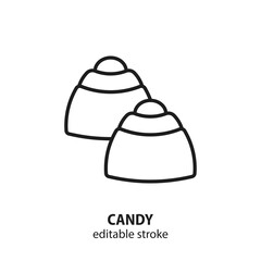 Candy vector icon. Line sign of sweets. Editable stroke.