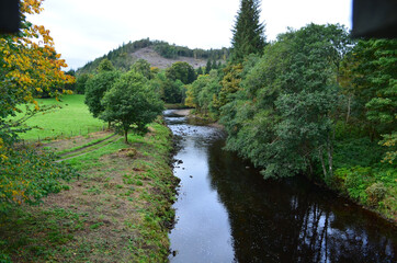 Pretty scenic countryside in Scotland with a flowing river