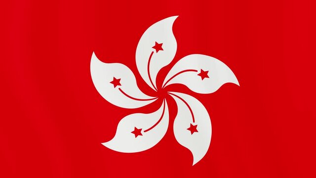 Hong Kong flag seamless closeup waving animation. Hong Kong Background. 3D render, 4k resolution