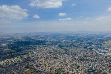 Panoramic View to the African Capital Addis Ababa from the Airplane Window, Ethiopia