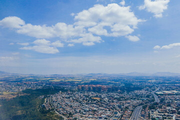 Panoramic View to the African Capital Addis Ababa from the Airplane Window, Ethiopia