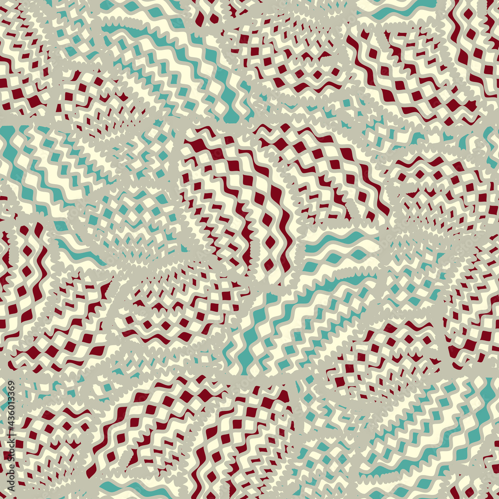 Poster seamless abstract pattern with the image of geometric shapes and wavy lines